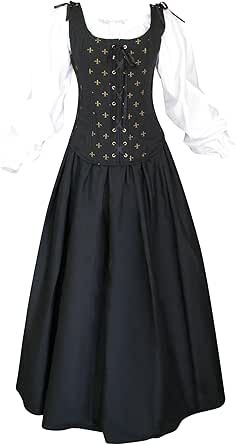 Artemisia Designs Women's 3 Pc Renaissance Costume Medieval Pirate Wench Halloween Floor Length Pirate Gown, Medieval Pirate, Wench Costume, Medieval Outfit, Female Pirate Costume, Pirate Wench Costume, Bell Skirt, Pirate Halloween Costumes, Pirate Wench