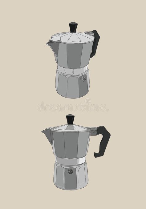 Moka Pot , Coffee Brewing ,sketh Vector. Stock Vector - Illustration of drawing, drawn: 94251388 Moka Pot Drawing, Moka Pot Coffee, Italian Coffee Maker, Coffee Brewing Methods, Coffee Illustration, Moka Pot, Industrial Design Sketch, Point Perspective, Italian Coffee