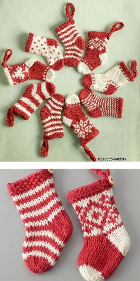 Knitted Christmas Stocking Patterns Free, Christmas Stocking Pattern Free, Knitted Christmas Stocking Patterns, Stocking Pattern Free, Christmas Knitting Projects, Knit Christmas Ornaments, Knitted Christmas Decorations, Christmas Knitting Patterns Free, Mini Christmas Stockings