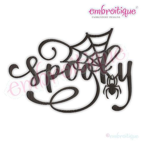 Spooky in Fill Stitch with Web & Spider Web Spider, Create Name, Stitch Halloween, Spider Halloween, Digitized Embroidery Designs, Monogram Alphabet, Halloween Spider, Monogram Fonts, Embroidery Fonts