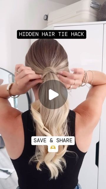 WIMBERLY’S | BEAUTY BAR on Instagram: "Hidden hair tie hack 💫 save for your next ponytail! Credit @whatlydialikes   #hairtutorial #ponytail #hairstyle #hairreel #hairhack" Easy Sleek Ponytail, Hairstyles With Only One Hair Tie, How To Tie Ponytail, Hair Ties Hairstyles, Wrapped Ponytail Tutorial, Ponytail Hack, How To Do A Ponytail Without A Hair Tie, Ponytail Curling Trick, Ponytail Hacks For Fine Hair