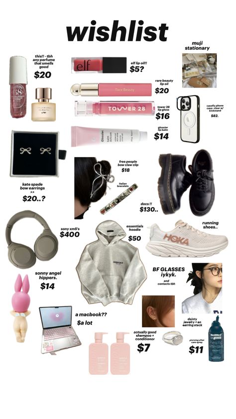 **some r really unrealistic Muji Stationary, Unrealistic Wishlist, Italian Bracelet, Balm Dotcom, Bow Earrings, Lip Oil, Smell Good, Running Shoes, The Balm