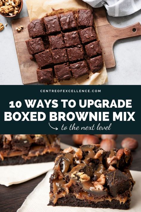 There’s no easier or more satisfying way to satisfy a sweet tooth than a quick boxed brownie mix. But if you want to take your brownie game to the next level with minimal effort, then try some of these clever boxed brownie mix hack | Cool Mom Eats |  You get the easy benefit of looking like a professional chef with almost no extra work #brownies #brownierecipe #desserts #treats #easyrecipes Brownie Mix Desserts, Boxed Brownies Better, Brownie Hacks, Betty Crocker Brownie Mix, Boxed Brownie Recipes, Brownie Mix Recipes, Cosmic Brownies, Sweet Foods, Protein Brownies