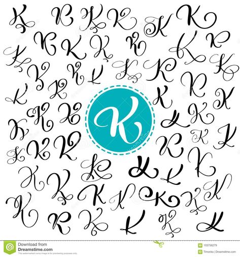 Set of Hand drawn vector calligraphy letter K. Script font. Isolated letters. Illustration about letter, isolated, flourish, background, doodle, calligraphic, character - 103756279 Lettering Alphabet Handwritten, Letter K Font, K Calligraphy, Hand Drawn Calligraphy, Font Aesthetic, Logo Packaging Design, Font Cursive, Flourish Calligraphy, Fonts Script