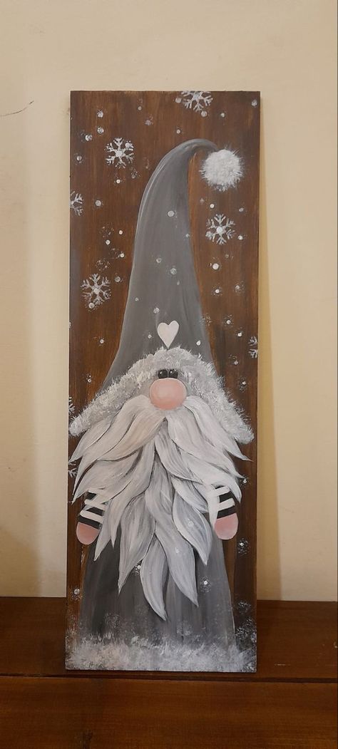 Gnome Paint, Christmas Canvas Art, Christmas Paintings On Canvas, Holiday Painting, Christmas Signs Wood, Christmas Wood Crafts, Gnomes Crafts, Christmas Canvas, Holiday Crafts Christmas