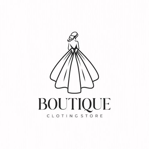 Vector minimal dress shop business logo ... | Premium Vector #Freepik #vector #business #beauty #boutique #classic Dress Shop Logo, Social Media Business Cards, Dress Logo, Boutique Logo Design, Minimal Dress, Black And White Logos, Business Identity, Shop Logo Design, Branding Template