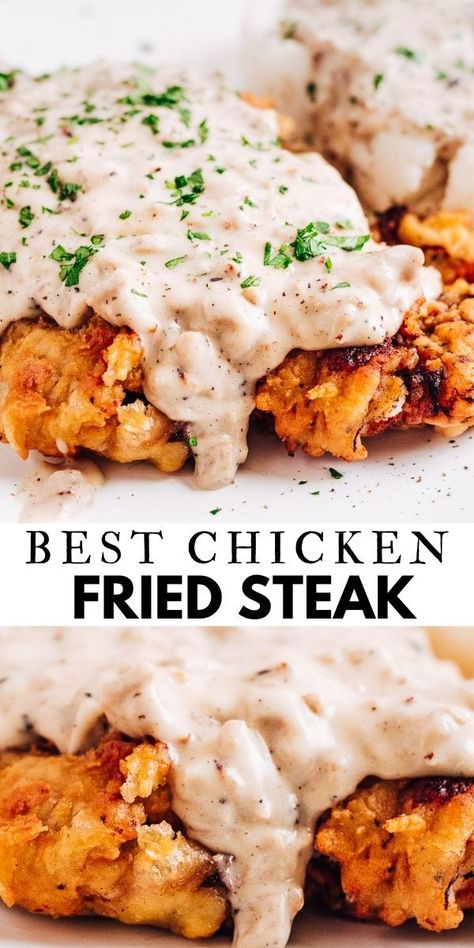 Best Chicken Fried Steak Recipe, White Sausage Gravy, Steak With Gravy, Munchkin Time, Chicken Fried Steak Recipe, White Sausage, Fried Steak Recipes, Country Fried Steak, Cube Steak Recipes