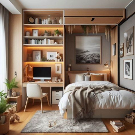 Bedroom Office Ideas Office With Pullout Bed, Small Bedroom And Study Room Design, Guest Bedroom / Office Ideas, Study And Spare Room Ideas, Office Room With Bed, Small Work Space In Bedroom, Tiny Office Bedroom, Small Spare Room Office Combo, Small Guest Bedroom/office