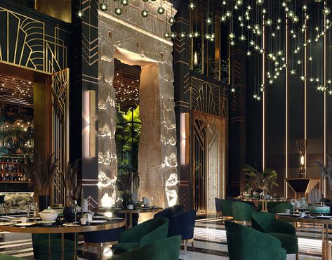 Art Deco Restaurant, reception and bar​​​​​​​ on Behance Elegant Restaurant Interior Design, Art Deco Reception, Museum Concept, Art Deco Restaurant, Luxury Restaurant Interior, Restaurant Reception, Arte Art Deco, Restaurant Design Inspiration, Nature House