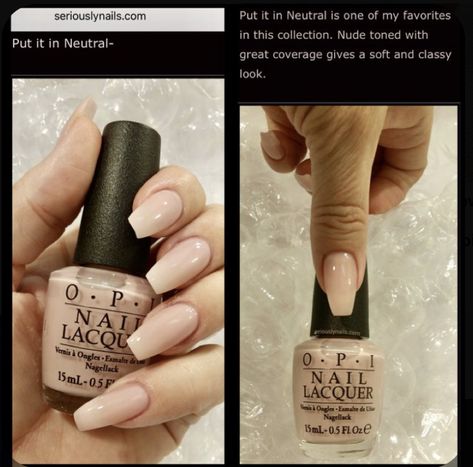 Opi Nail Colors, Milky Nails, Short Coffin Nails, Opi Nail Polish, Neutral Nails, Opi Nails, Classy Nails, Nail Polishes, Chrome Nails