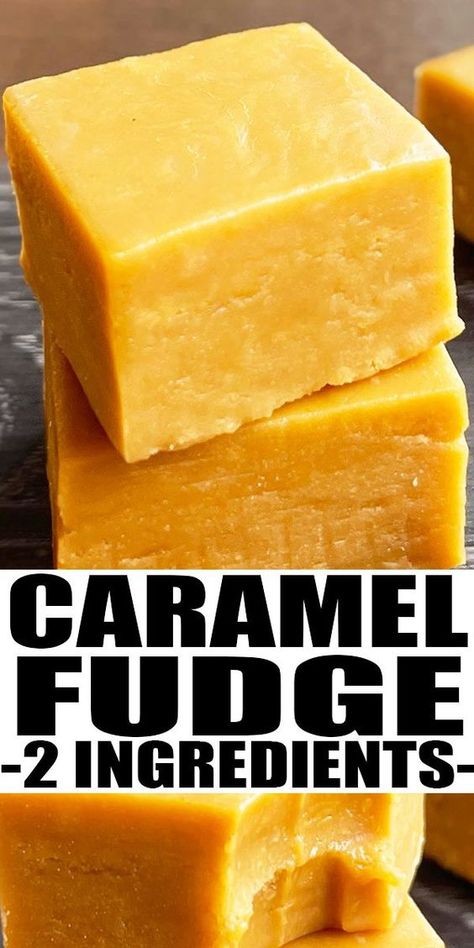 Easy CARAMEL FUDGE recipe, homemade with 2 simple ingredients in microwave. No condensed milk necessary. This candy has a smooth, soft, creamy texture. From CakeWhiz. No Condensed Milk Fudge, Salted Caramel Fudge Condensed Milk, Fudge Recipes Caramel, 2 Ingredient Caramel Fudge, Quick Fudge Condensed Milk, Cake Icing Fudge Recipe, Two Ingredient Fudge Condensed Milk, Maple Fudge Recipe Condensed Milk, 5 Minute Fudge Recipes Condensed Milk