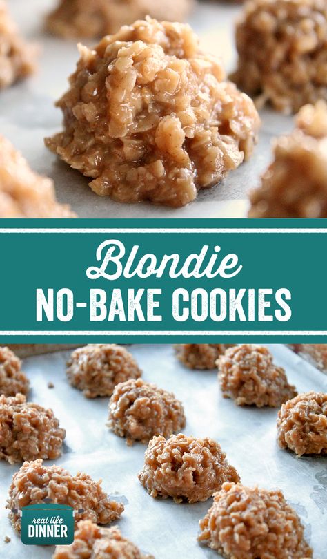 Blonde No Bake Cookies, White No Bake Cookies, Non Baked Cookies, Bakeless Cookies, Non Bake Cookies, Unbaked Cookies Recipe, No Bake Cookies Without Peanut Butter, Dessert No Butter, No Bake Treats Easy