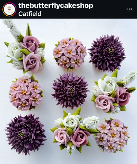 Cupcakes Flores, Cupcake Flower Bouquets, Cupcake Flowers, Cupcake Flower, Cupcake Piping, Purple Cupcakes, Cupcake Decorating Tips, Pretty Cupcakes, Buttercream Cake Decorating