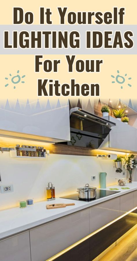 Narrow Kitchen Lighting, Small Kitchen Lights, Light Ideas Kitchen, Kitchen Cabinet Lighting Ideas, Led Lights Kitchen, Fluorescent Kitchen Lights, Kitchen Counter Lighting, Kitchen Bar Lighting, Small Kitchen Lighting