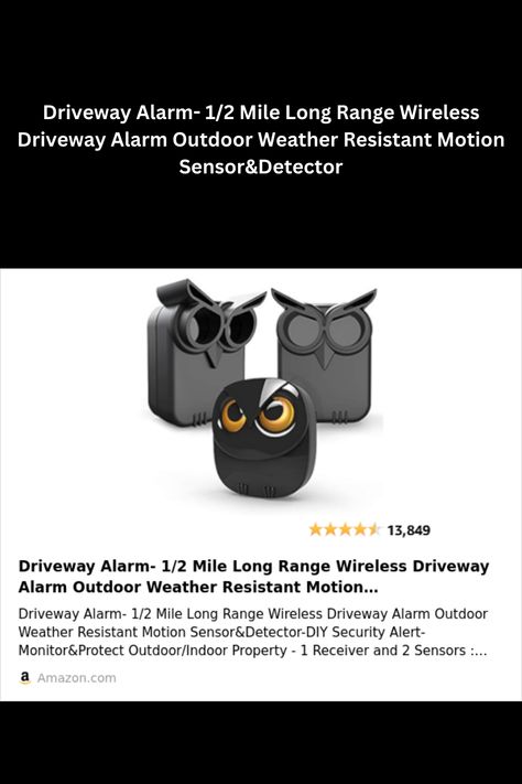 50-FT WIDE MOTION DETECTION RANGE : The motion sensor will detect moving people or vehicles from 35 feet to 50 feet in front of it. Improved motion detection chip and detection angle to reduce the false alarms from dead leaves/small animals/sunlight/wind/temperature changes and etc. It has 2 adjustable sensitivities( Low=35ft; High=50ft), ideal for driveways, walking paths,yard,garage,gate,pool and anywhere of your outdoor/indoor property you want to be alerted. Driveway Alarm, Garage Gate, Dead Leaves, Walking Paths, Amazon Store, Small Animals, Motion Sensor, Outdoor Indoor, Driveway