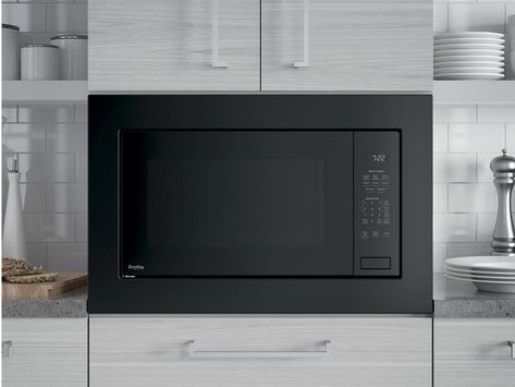 The Best Built-In Microwaves Microwave Placement In Kitchen Ideas, Built In Microwave Oven, White Microwave, Convection Cooking, Built In Cabinet, Microwave In Kitchen, Black Shelves, Range Microwave, Built In Microwave