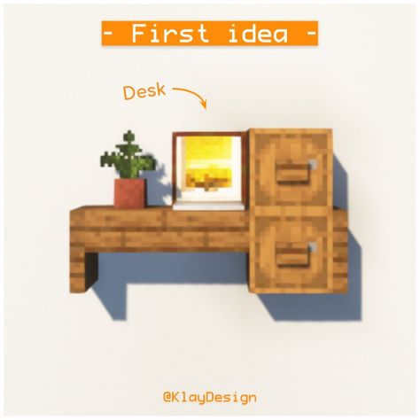 👩‍💻 OFFICE IDEAS - Minecraft Here’s three furniture ideas for a small office! 😱 I tried to build a Desk setup, an archive cabinet to storage all the documents, a coffee machine. Will you build these? 🤔 ——————————————— - 🪴 Follow @klay.design_mc for more! - 💬 Lemme know your thoughts! - 🙌 Complementary Shaders - 🍳 Repost with credits only! ——————————————— #minecraft #minecraftdesign #minecraftpe #minecraftonly #minecraftpc #minecrafter #minecraftmeme #minecrafters #minecraftbuilds #minecra... Minecraft Desk Ideas, Office Minecraft, Build A Desk, Minecraft Stuff, Minecraft Pe, Ideas Minecraft, Minecraft Creations, Built In Desk, Small Desk