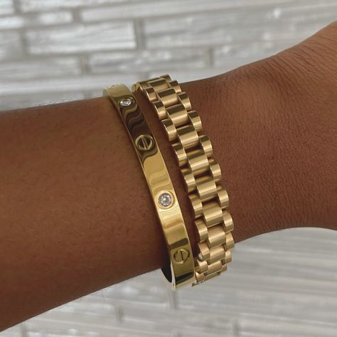 Rolex Bracelet, Trending Bracelets, Mens Gold Jewelry, Detailed Jewelry, Dope Jewelry, Women's Jewelry And Accessories, Statement Bracelet, Bangle Set, Bracelet Collection