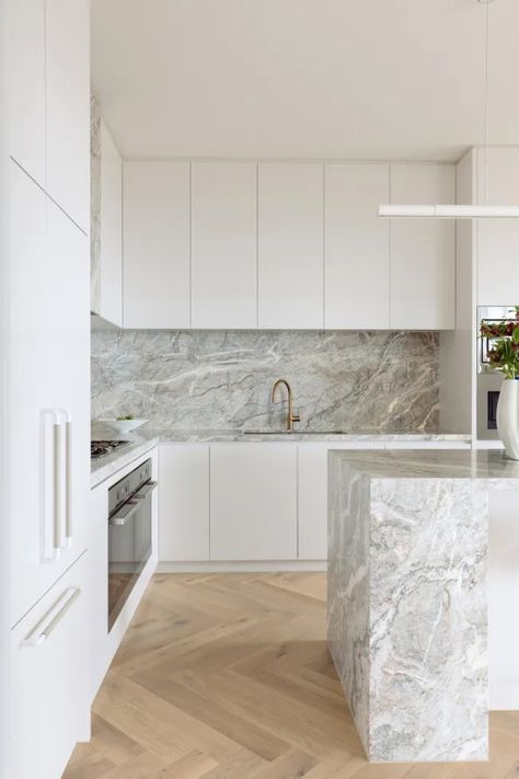 This Mornington Peninsula Home is Now a Modern Coastal Retreat | Home Beautiful Engineered Timber Flooring, Copper Handles, Integrated Appliances, Coastal Kitchen, Metal Cabinet, Furniture Handles, Modern Coastal, Metal Furniture, Cabinet Handles