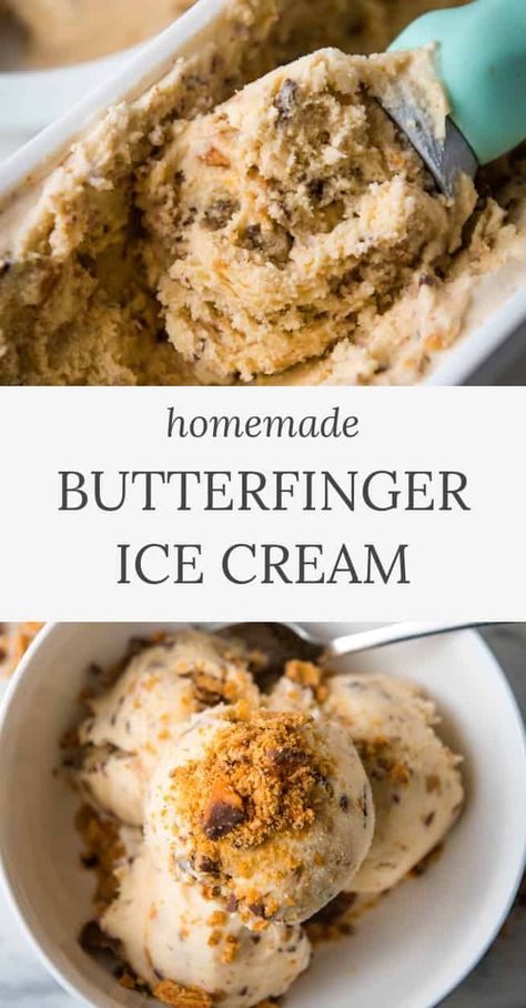 Homemade Butterfinger Ice Cream, Butterfinger Ice Cream, Kitchen Aid Ice Cream Recipes, Homemade Ice Cream Recipes Machine, Kitchen Aid Ice Cream, Homemade Ice Cream Recipe, Best Homemade Ice Cream, Ice Cream Recipes Machine, Custard Ice Cream