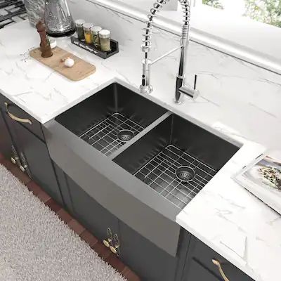 Kitchen Sinks | Shop Online at Overstock 30 Inch Kitchen Sink, Black Farmhouse Sink, Kitchen Sink Sizes, Stainless Steel Double Bowl Kitchen Sink, Black Stainless Steel Kitchen, Stainless Steel Farmhouse Sink, Tulip Tree, Apron Front Kitchen Sink, Tree Cottage