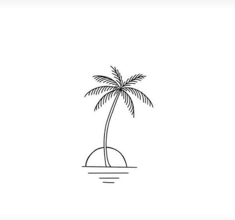 Lanzarote Tattoo, Ja Tattoo, Palm Tree Tattoo Minimal, One Line Palm Tree Tattoo, One Line Palm Tree, Palm Tree Travel Tattoo, Palm Tree Micro Tattoo, Palm Tree Outline, Holiday Tattoo