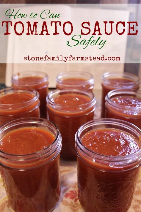 Tomatoes Sauce For Canning, Best Tomato Sauce For Canning, Canning Garden Tomatoes, How To Make Canned Tomato Sauce, Canning Fresh Tomato Sauce, How To Jar Tomato Sauce, How To Prep Tomatoes For Sauce, Pressure Can Tomato Sauce, Can Tomato Sauce Recipes