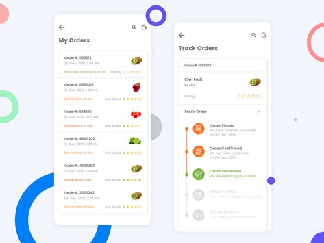 My Orders History, Order History Ui Mobile, List Ui Design Mobile, Order Details Ui Design, Order Tracking Ui, History Ui Design, List Ui Design, Station App, List Ui