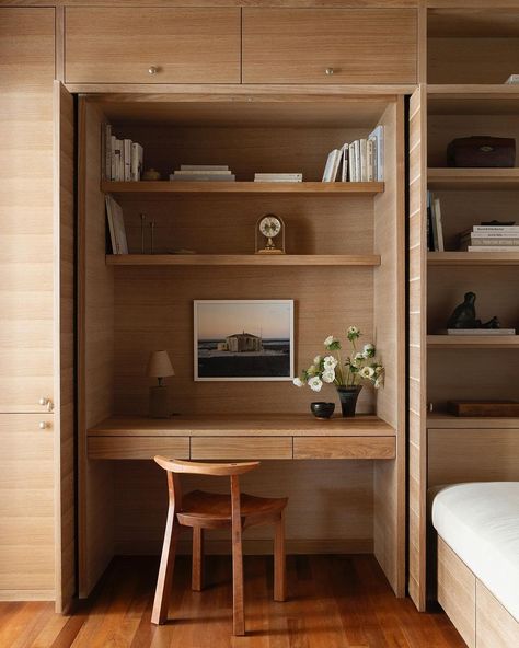 OreStudios | An often-used desk in the study at #oregriffinbay (that can be tucked away behind doors in the evening when the room is used for television... | Instagram Desk Shelves, The Study, The Room, Doors, Shelves, Desk, Reading, Photographer