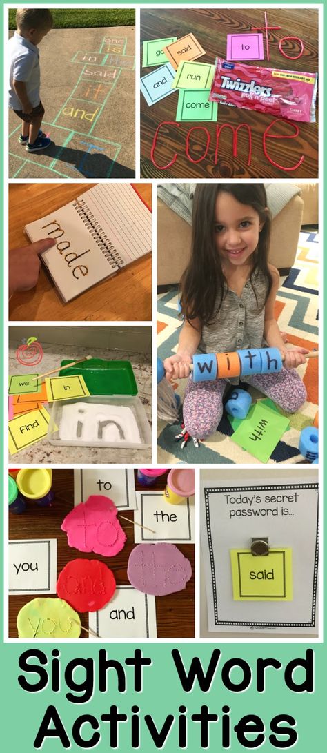 Sight Word Activities & Games for Parents to use at home with their PreK, Kindergarten, First Grade, or 2nd Grade student. These are hands on, fun, and engaging ideas that also happen to be easy to set up. If you are a parent and you aren't sure how to review sight words with your child, check out this awesome blog post for tons of ideas! Teaching Kindergarten Sight Words, Kindergarten Sight Word Games, Sight Words Kindergarten Activities, Practice Sight Words, Sight Word Fun, Teaching Sight Words, Kindergarten Games, Sight Words Kindergarten, Sight Word Practice