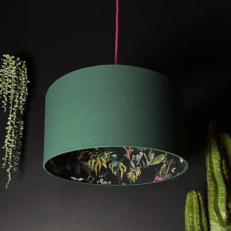 Intricate Wallpaper, Shade Wallpaper, Wood Silhouette, Velvet Lampshade, Creeping Vines, Statement Lighting, Textures And Tones, Standard Lamps, Pendant Lamp Shade