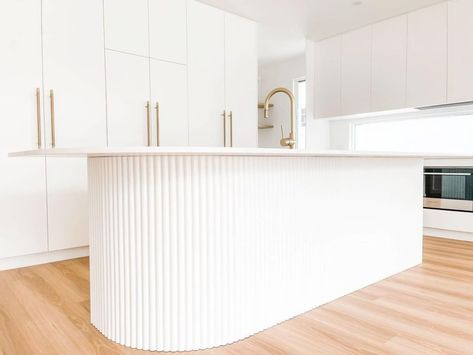 Porta | Know and Love Timber on Instagram: “Incredible kitchen transformation from @haausdesign . Beautiful timber panelling in Riverine wraps around the island adding tactility and…” Porta Timber, Timber Kitchen, Floating Floor, Timber Panelling, Kitchen Transformation, Stair Nosing, Flooring Store, Waterproof Flooring, Floor Installation