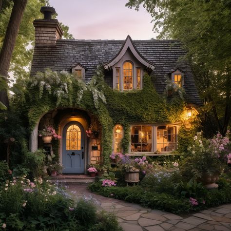 Victorian Homes Garden, Brick House Cottage Core, Cozy Cottage Exterior Fairy Tales, Cottagecore Cottage Exterior, Cottage Core Architecture, Cute Cozy Homes Exterior, Cottage Ore House, Collectic Home Decor, Cozy Cottage In The Woods Interiors