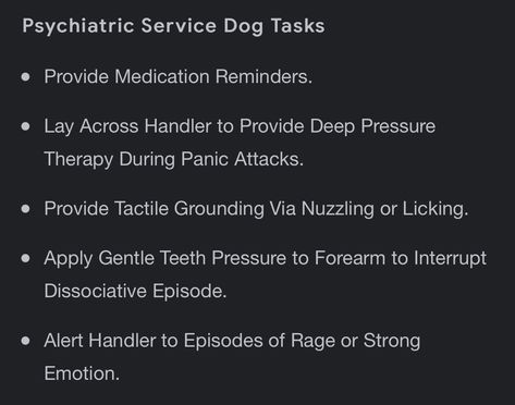 Psychiatric Service Dog Tasks, Psychiatric Service Dog Gear, Service Dog Training Checklist, Service Dog Gear For School, Service Dog Tasks, High School Goals, Treat Business, Service Dog Gear, Psychiatric Service Dog