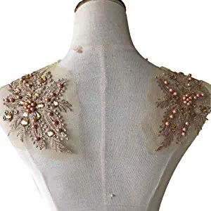 Amazon.com: Mirror Pair Rose Gold Lace Appliques Rhinestone Beading Embroidery Floral Patch Sewing Motif for Dance Costumes Shoulder Wedding Dress Bodice, Patch Sewing, Rose Gold Lace, Beading Embroidery, Floral Patches, Embroidery Floral, Rhinestone Appliques, Embroidery Motifs, Wedding Dress Accessories