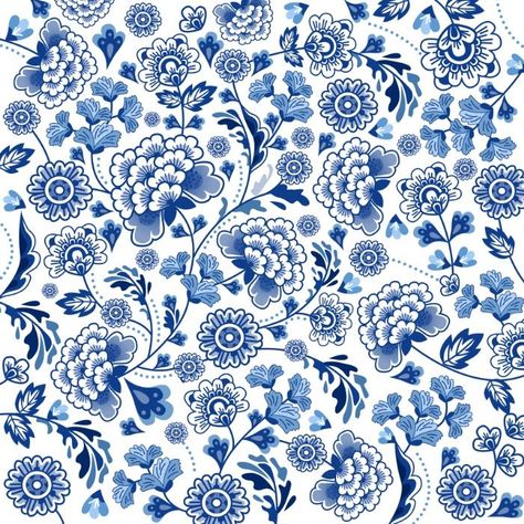 White Print Wallpaper, Blue China Patterns, Chinese Porcelain Pattern, Blue Pottery Designs, Blue And White Print, Chinese Pattern, Blue Pottery, Porcelain Art, Porcelain Flowers