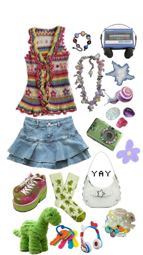 #weirdgirl #twee #2000s #art #moodboard #shuffles #outfit Weird Girl, Weird Style, 2000s Art, Outfits 2000s, Funky Outfits, Other Outfits, Really Cute Outfits, Harajuku Fashion, Lookbook Outfits