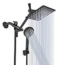 Check this out! Amazing Showers, Shower Head Holder, High Pressure Shower Head, Dual Shower Heads, Shower Holder, Boys Bathroom, Rainfall Shower Head, Black Shower, Handheld Shower Head