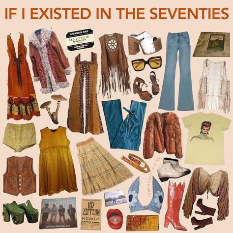 1970s Capsule Wardrobe, 70s Fashion Vintage Hippie, 70s Groovy Outfits, 70s Womens Outfits, 70s Lookbook, Hippie Fits, 70s Inspired Outfits, 70’s Style, 70s Look