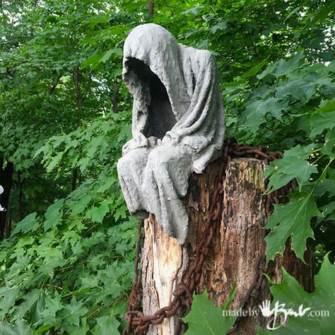 Made By Barb Cement, Cement Sculptures For Garden, Concrete Statues Diy, Concrete Sculpture Garden Art, Concrete Statues Garden Sculptures, Diy Concrete Statue, Cement Yard Ideas, Garden Statues Diy, Diy Yard Sculpture