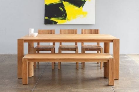 MASH Studios - PCHSeries Dining Table and Bench modern dining chairs and benches Dining Table Bench Seat, Contemporary Modern Dining Table, Table With Bench, Bench Dining, Bobby Berk, Dining Set With Bench, Condo Furniture, Contemporary Dining Table, Rectangle Dining Table