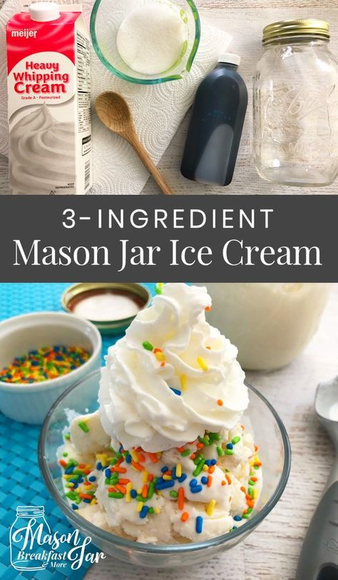 Ice Cream Mason Jars, Mason Jar Ice Cream Recipe, Mason Jar Ice Cream, Jar Ice Cream, Mason Jar Breakfast, Breakfast In A Jar, Low Carb Ice Cream, Mason Jar Meals, Keto Ice Cream