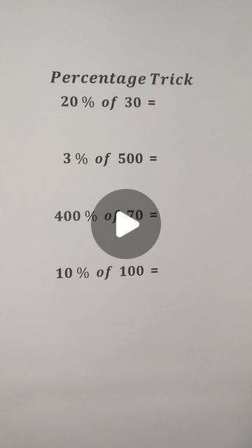 Math Tricks on Instagram: "Percentage trick | Percent of a number trick #percent #percentage" Finding Percentages Of A Number, How To Do Percentage In Math, Math Percentage Formulas, Maths Basics Learning, Percentage To Fraction Chart, Percentages Math Trick, Percentages Math Worksheets, Percentage Of A Number, Percentage Tricks