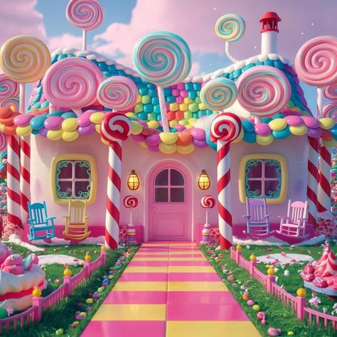 Candyland House, Candy Store Design, Candy Background, Candy House, Candyland Party, Candy Land Theme, Kids' Party, Candyland Decorations, Christmas Store