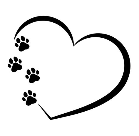 Dog Clipart Black And White, Graphic Art Black And White, Paw Print With Heart, Dog Quotes Love, Black And White Stickers, Love Graphic, White Artwork, Art Black And White, Adobe Suite