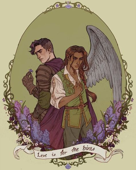 Annalise on Instagram: ""Love is for the birds" Tiernan and Hyacinth from The Stolen Heir. The third and last in the Valentines series I did for Holly Black. And before anyone asks! Yes, they are both men. -- #thestolenheirfanart #thestolenheir #tfota #thefolkoftheair #tiernan #hyacinth #hollyblack #thecruelprince #thecruelprincefanart" The Stolen Heir, Stolen Heir, Holly Black Books, Will Herondale, Holly Black, Fan Book, The Heirs, Happy Valentines, Book Fandoms