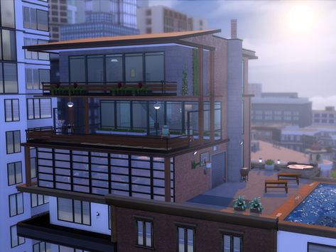 Industrial Penthouse, Sims 4 Loft, The Sims 4 Lots, Sims 4 House Plans, Loft Bedroom, Sims House Design, Sims Four, Sims Community, Outdoor Retreat