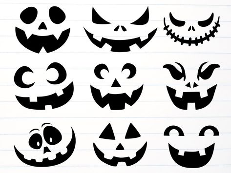 Pumpkin Cut Out, Pumpkin Faces Template, Pumpkin Faces Ideas, Pumpkin Face Templates, Pumpkin Face Carving, Pumpkin Face Svg, Scary Pumpkin Faces, Spooky Svg, Halloween Wood Crafts