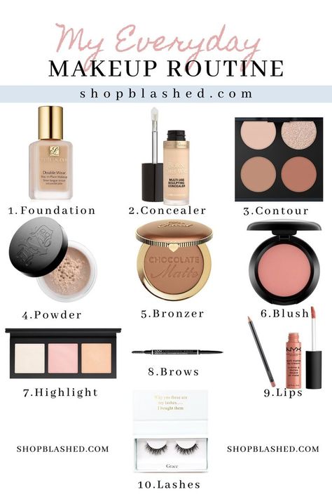 My Everyday Makeup Routine Tutorial is on shopblashed.com. Learn about the best makeup products for an everyday look! Daily Makeup Products, Makeup Routine For Beginners, Contour Makeup Products, Contour Routine, Makeup Knowledge, New Makeup Products, Mommy Makeup, My Makeup Routine, My Everyday Makeup