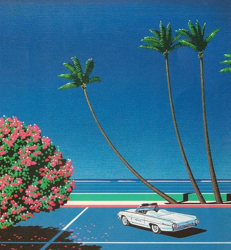 30 Extraordinary Hiroshi Nagai Paintings That Define the Visual Language of ’80s City Pop ~ Vintage Everyday Japan 80's Aesthetic, Vaporwave Anime, Hiroshi Nagai, City Pop, Retro Painting, Pop Illustration, 80s Aesthetic, Original Wallpaper, Retro Futurism